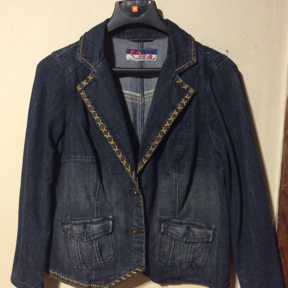 Women’s Wak Jeans Embroidered Jean Jacket Size L